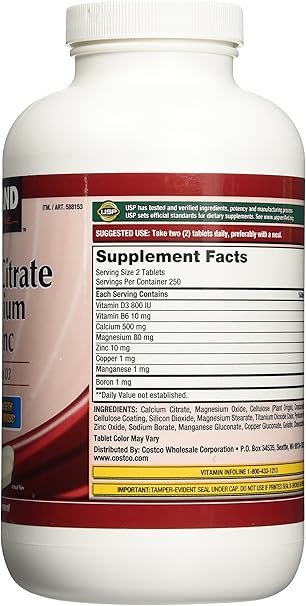 Kirkland Signature Calcium Citrate 500mg (500 Tablets) - Image 2