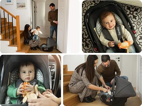 LIONELO Noa Plus 0-13 kg Baby Car Seat, Foot Warmer, Folding Awning, 3-Point Seat Belts, Very Light Construction, Removable Padding - Image 7