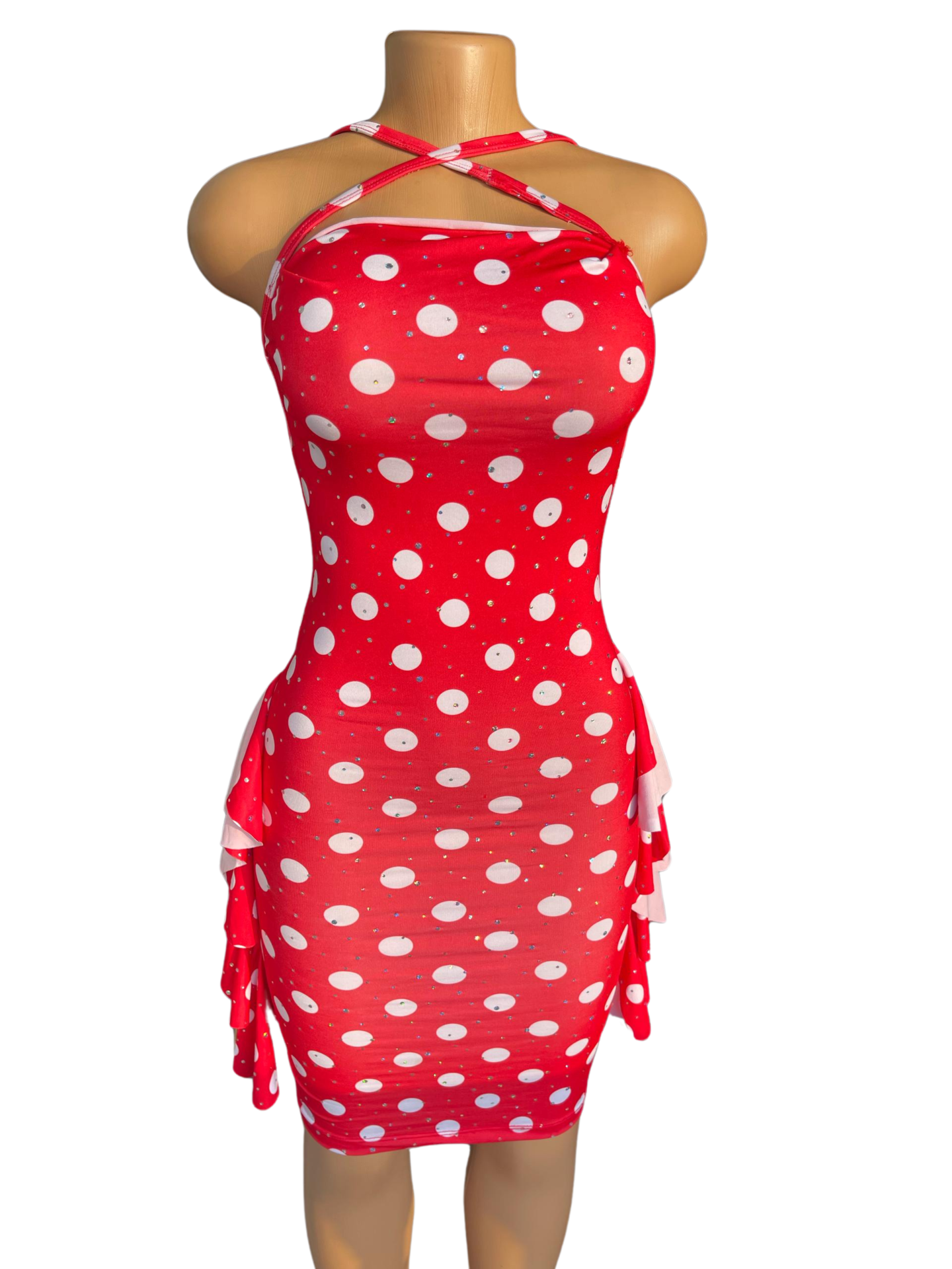 Red with white strands women casual outfit